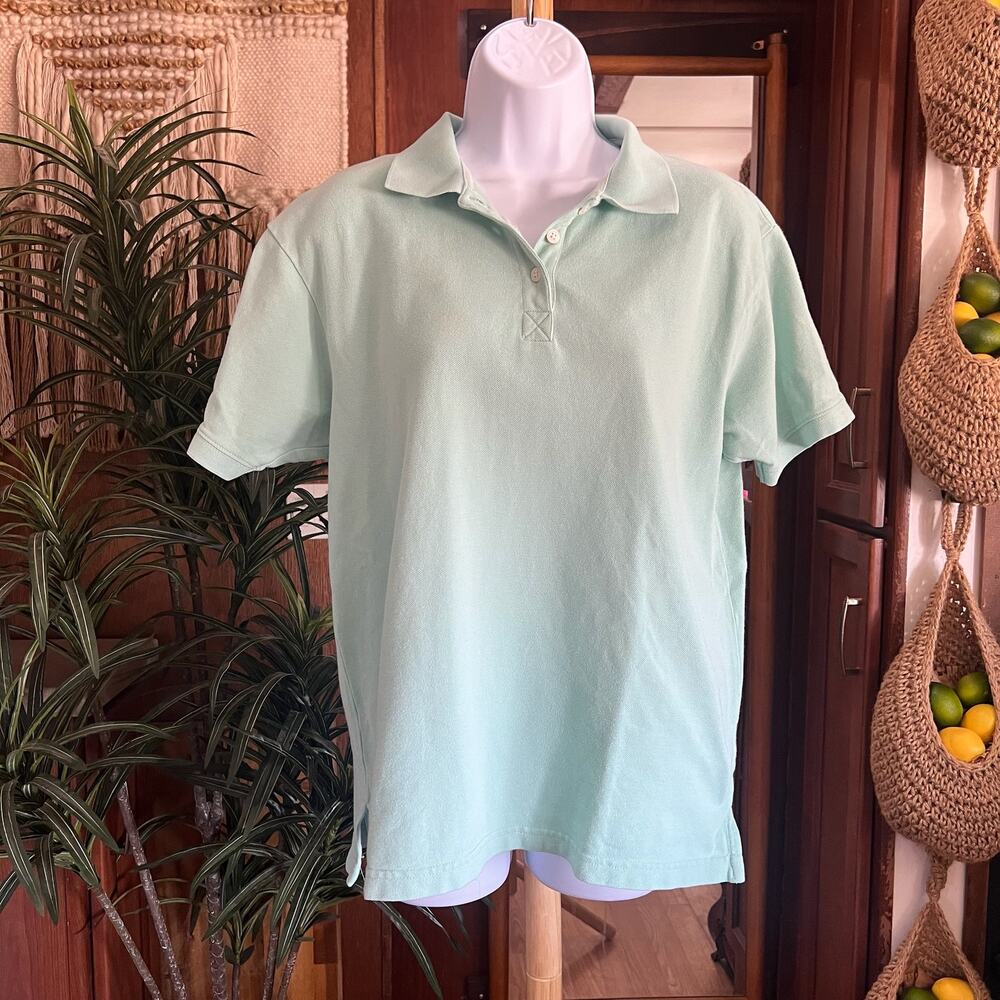 Eddie Bauer Cotton Polo Shirt Women’s M Mint Green Golf Casual Resort Y2K Preppy